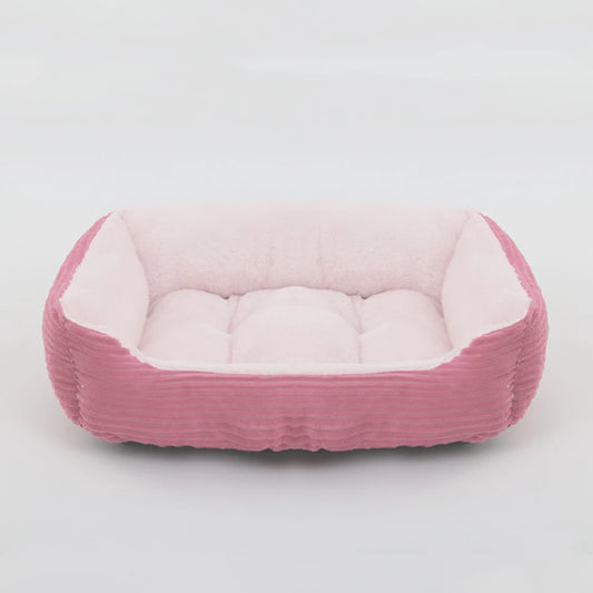 Plush Square Pet Bed for Dogs and Cats - Calming Sofa Cushion for Medium and Small Pets - Winter Kennel Supplies