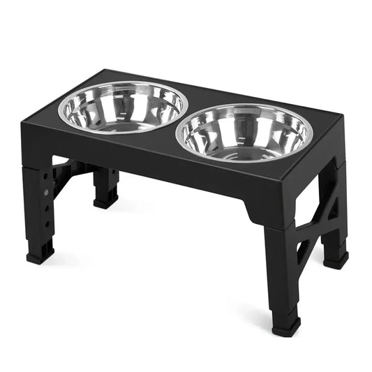 Adjustable Elevated Dog Feeder with Double Stainless Steel Bowls for Small, Medium, and Large Dogs